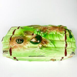 Fairyland import Ceramic Lidded Box Bamboo and Chestnuts Japan